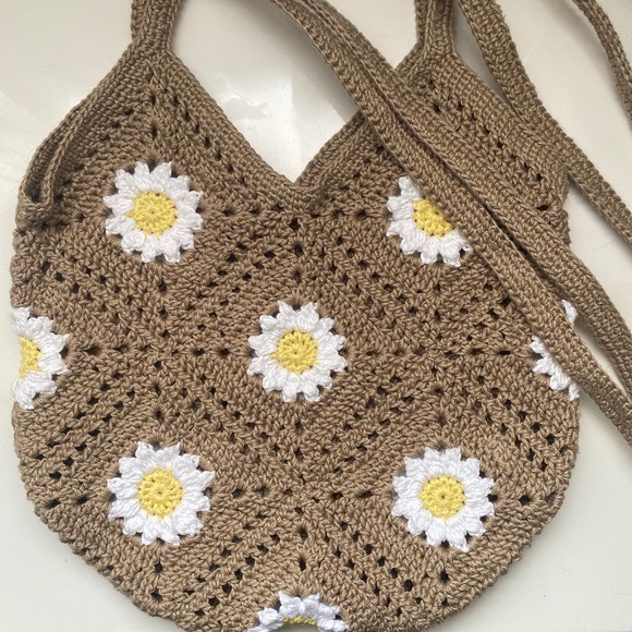 Handmade Granny Square Crochet Bag Unlined - Picture 1 of 7
